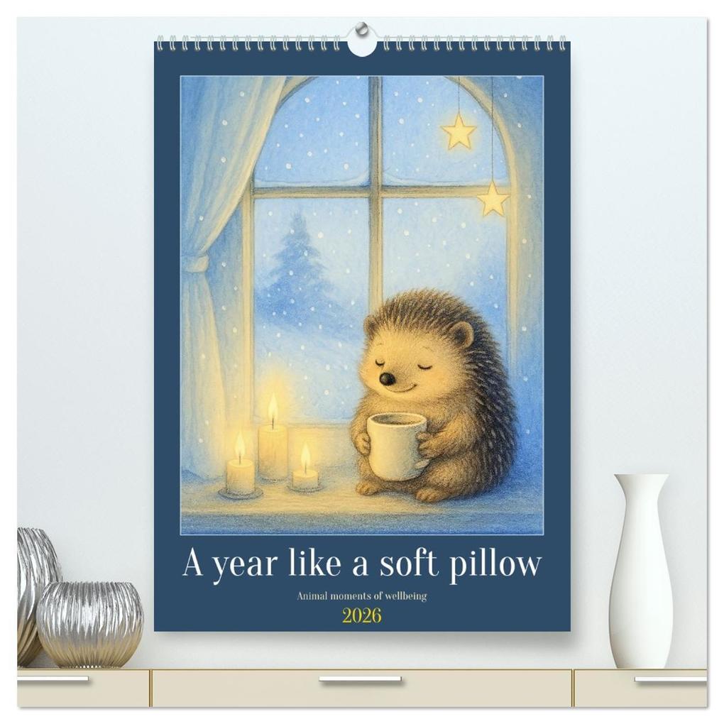 A year like a soft pillow - Animal moments of wellbeing (High Quality Premium Wall Calendar 2026 DIN A2 portrait)CALVENDO 12 Month Wall Calendar