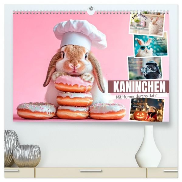 KANINCHEN Mit Humor durchs Jahr (hochwertiger Premium Wandkalender 2026 DIN A2 quer) Kunstdruck in Hochglanz