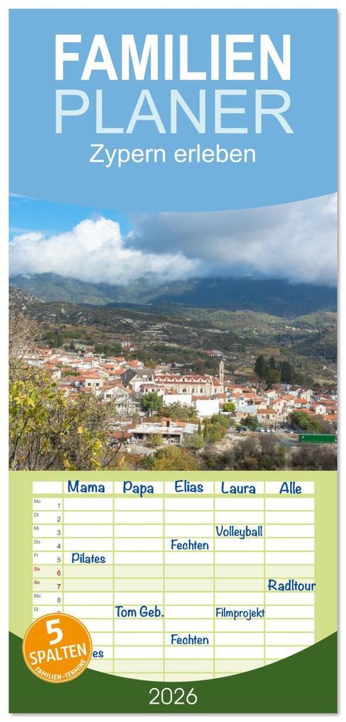 Familienplaner 2026 - Zypern erleben mit 5 Spalten (Wandkalender 21 x 45 cm) CALVENDO