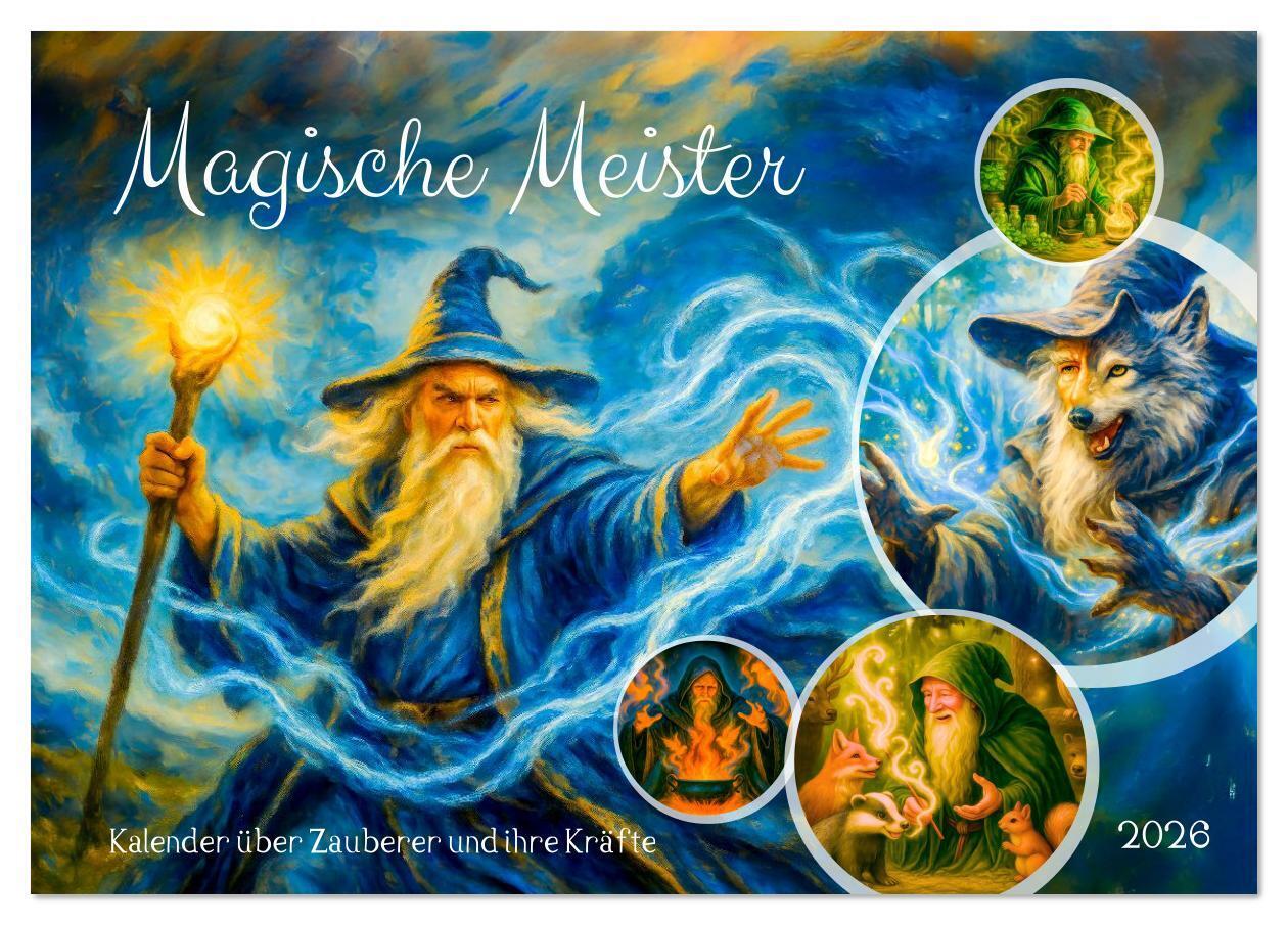 Magische Meister - Kalender über Zauberer und ihre Kräfte (Tischkalender 2026 DIN A5 quer) CALVENDO Monatskalender