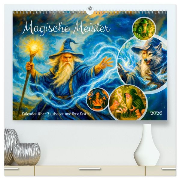 Magische Meister - Kalender über Zauberer und ihre Kräfte (hochwertiger Premium Wandkalender 2026 DIN A2 quer) Kunstdruck in Hochglanz