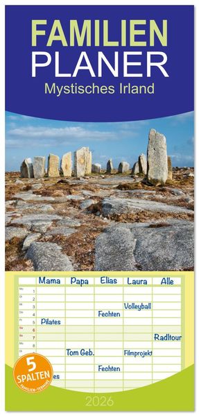 Familienplaner 2026 - Mystisches Irland mit 5 Spalten (Wandkalender 21 x 45 cm) CALVENDO