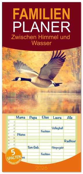 Familienplaner 2026 - Zwischen Himmel und Wasser mit 5 Spalten (Wandkalender 21 x 45 cm) CALVENDO