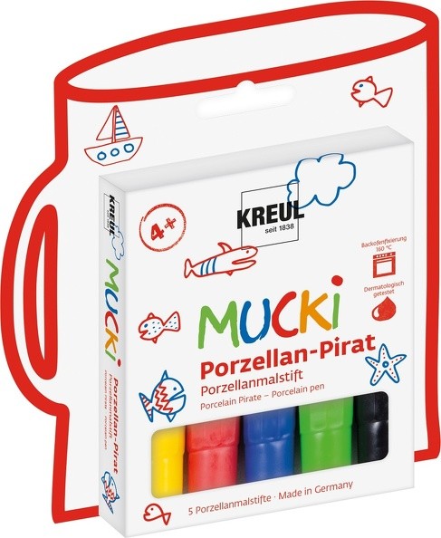 KREUL MUCKI Porzellan-Pirat Porzellanmalstift 5er Set