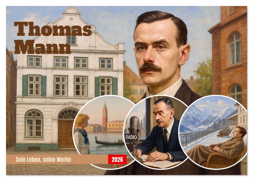 Thomas Mann. Sein Leben seine Werke (Tischkalender 2026 DIN A5 quer) CALVENDO Monatskalender