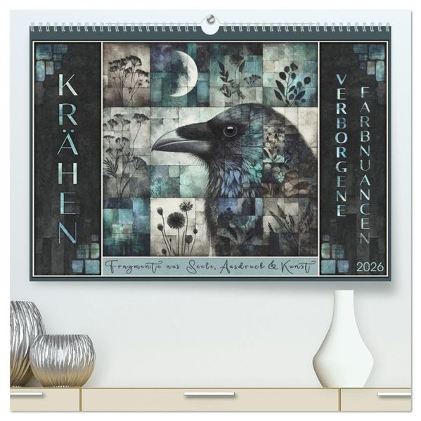 Krähen. Verborgene Farbnuancen. Kunst. (hochwertiger Premium Wandkalender 2026 DIN A2 quer) Kunstdruck in Hochglanz
