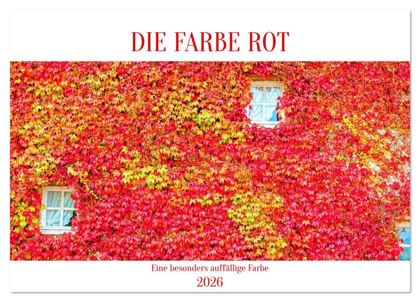 DIE FARBE ROT (Tischkalender 2026 DIN A5 quer) CALVENDO Monatskalender
