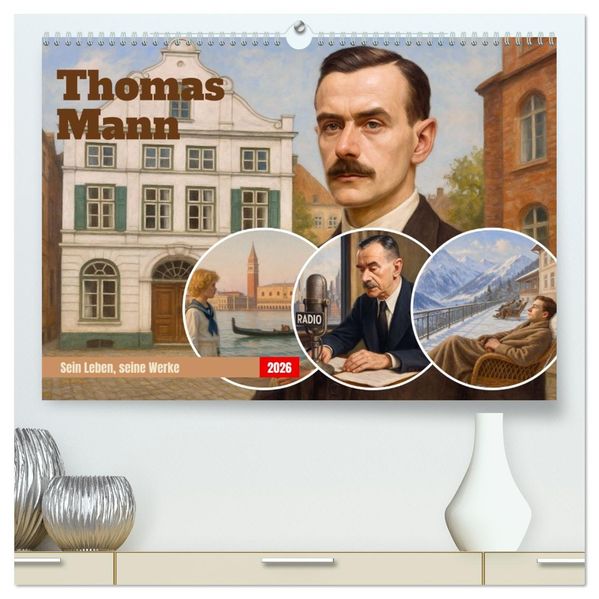 Thomas Mann. Sein Leben seine Werke (hochwertiger Premium Wandkalender 2026 DIN A2 quer) Kunstdruck in Hochglanz