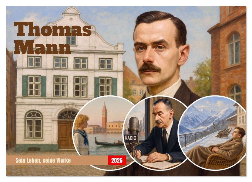 Thomas Mann. Sein Leben seine Werke (Wandkalender 2026 DIN A4 quer) CALVENDO Monatskalender
