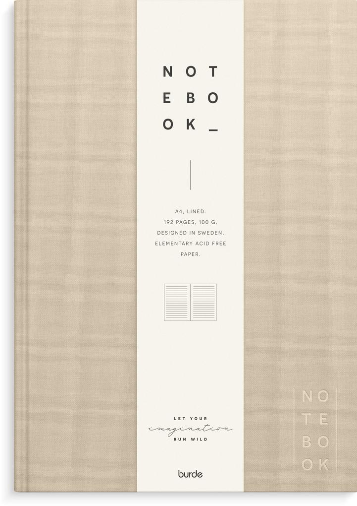 Burde Notizbuch Textil beige liniert A4