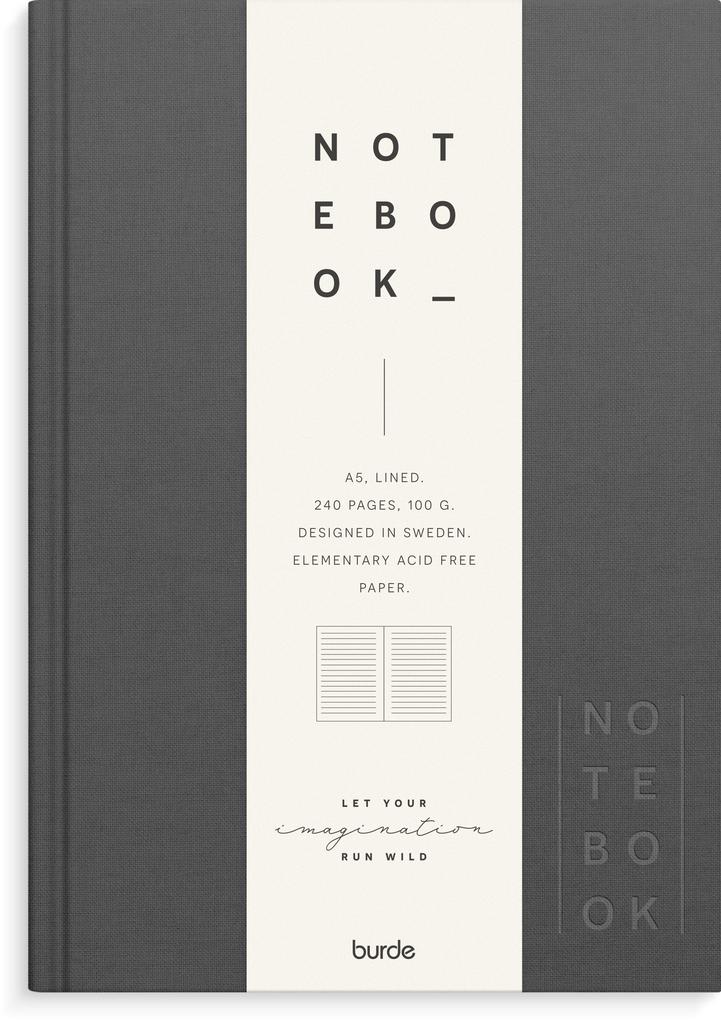 Burde Notizbuch Textil dunkelgrau liniert A5