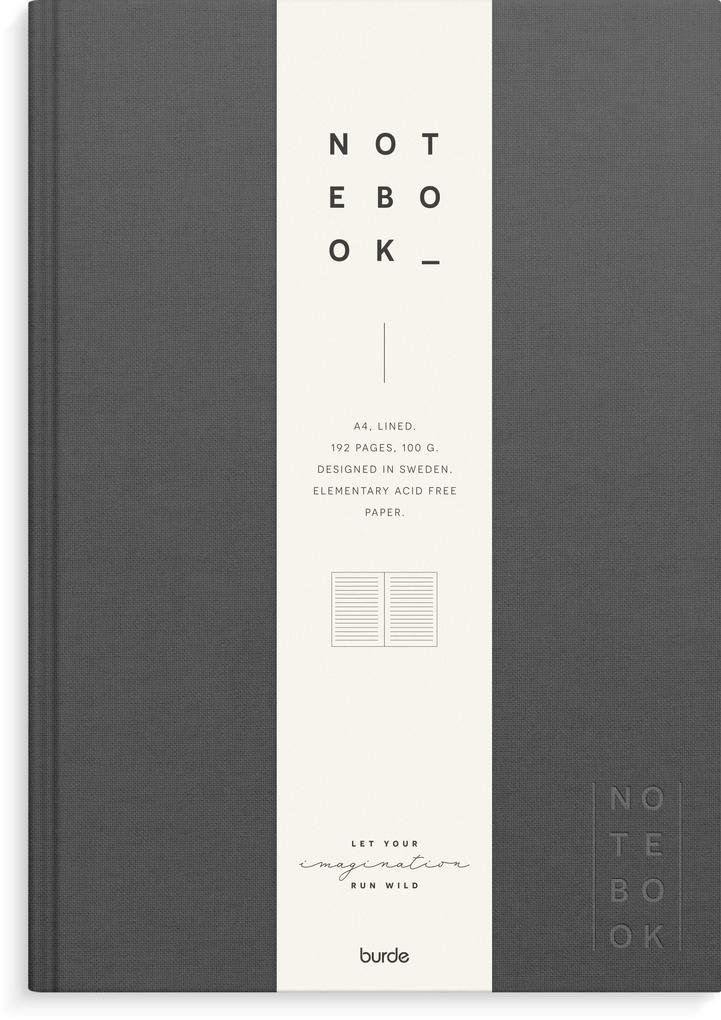 Burde Notizbuch Textil dunkelgrau liniert A4