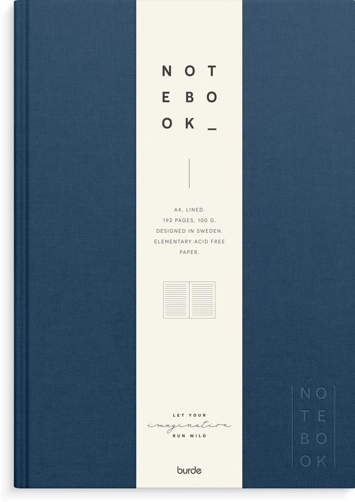 Burde Notizbuch Textil dunkelblau liniert A4