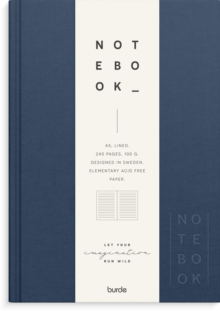 Burde Notizbuch Textil dunkelblau liniert A5