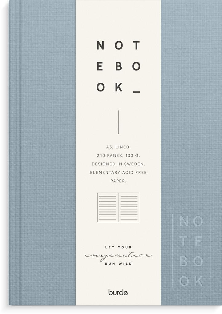 Burde Notizbuch Textil hellblau liniert A5