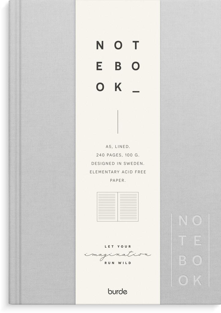 Burde Notizbuch Textil hellgrau liniert A5