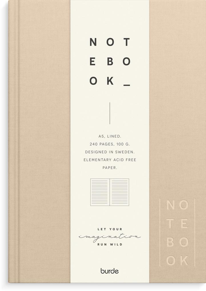 Burde Notizbuch Textil beige liniert A5