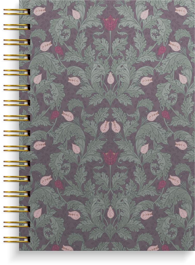 Burde Notizbuch A5 burgundy flowers