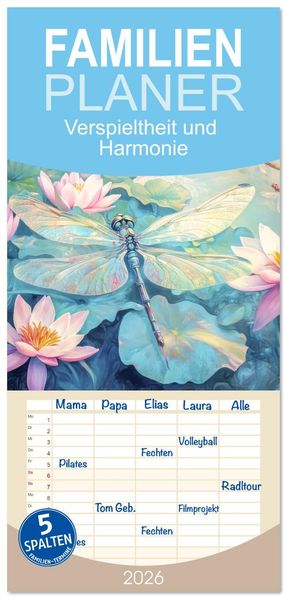 Familienplaner 2026 - Verspieltheit und Harmonie mit 5 Spalten (Wandkalender 21 x 45 cm) CALVENDO