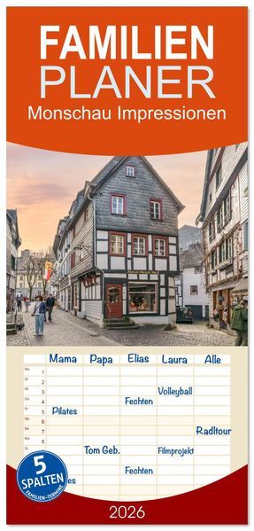 Familienplaner 2026 - Monschau Impressionen mit 5 Spalten (Wandkalender 21 x 45 cm) CALVENDO