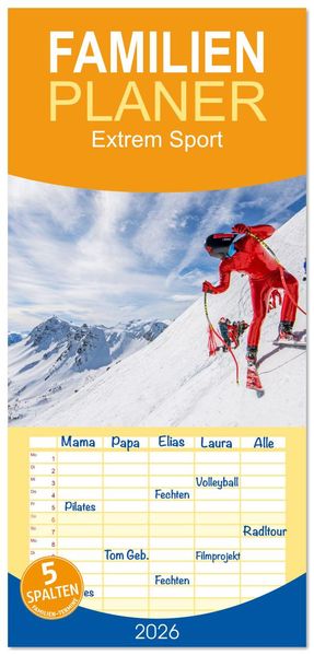Familienplaner 2026 - Extrem Sport mit 5 Spalten (Wandkalender 21 x 45 cm) CALVENDO