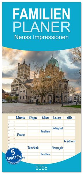Familienplaner 2026 - Neuss Impressionen mit 5 Spalten (Wandkalender 21 x 45 cm) CALVENDO
