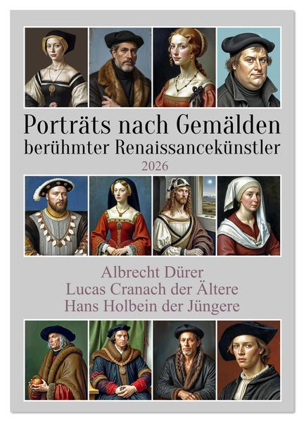 Porträts nach Gemälden berühmter Renaissancekünstler (Wandkalender 2026 DIN A4 hoch) CALVENDO Monatskalender
