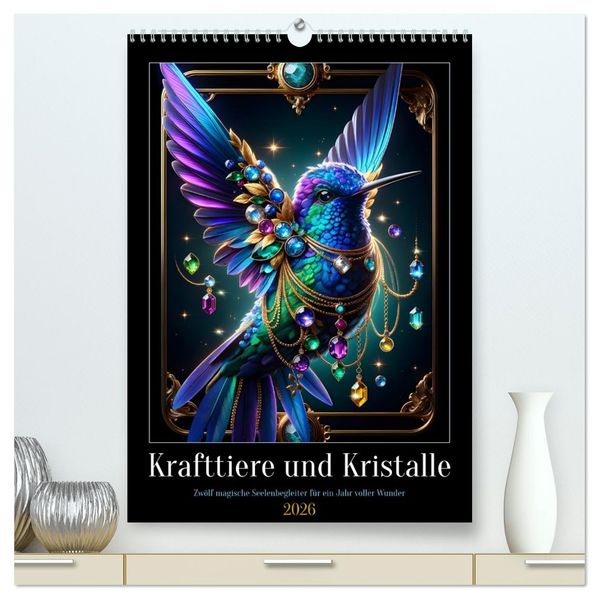 Krafttiere und Kristalle (hochwertiger Premium Wandkalender 2026 DIN A2 hoch) Kunstdruck in Hochglanz