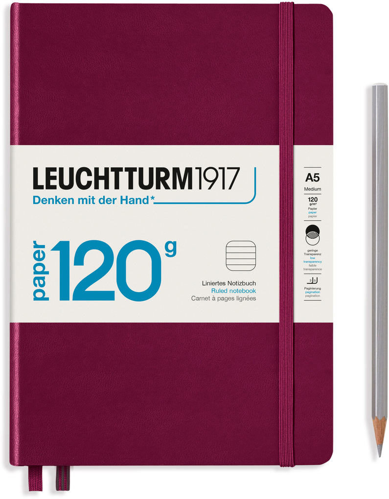 Leuchtturm1917 Notizbuch Medium (A5) Edition 120 Hardcover 203 Nummerierte Seiten Port Red Liniert