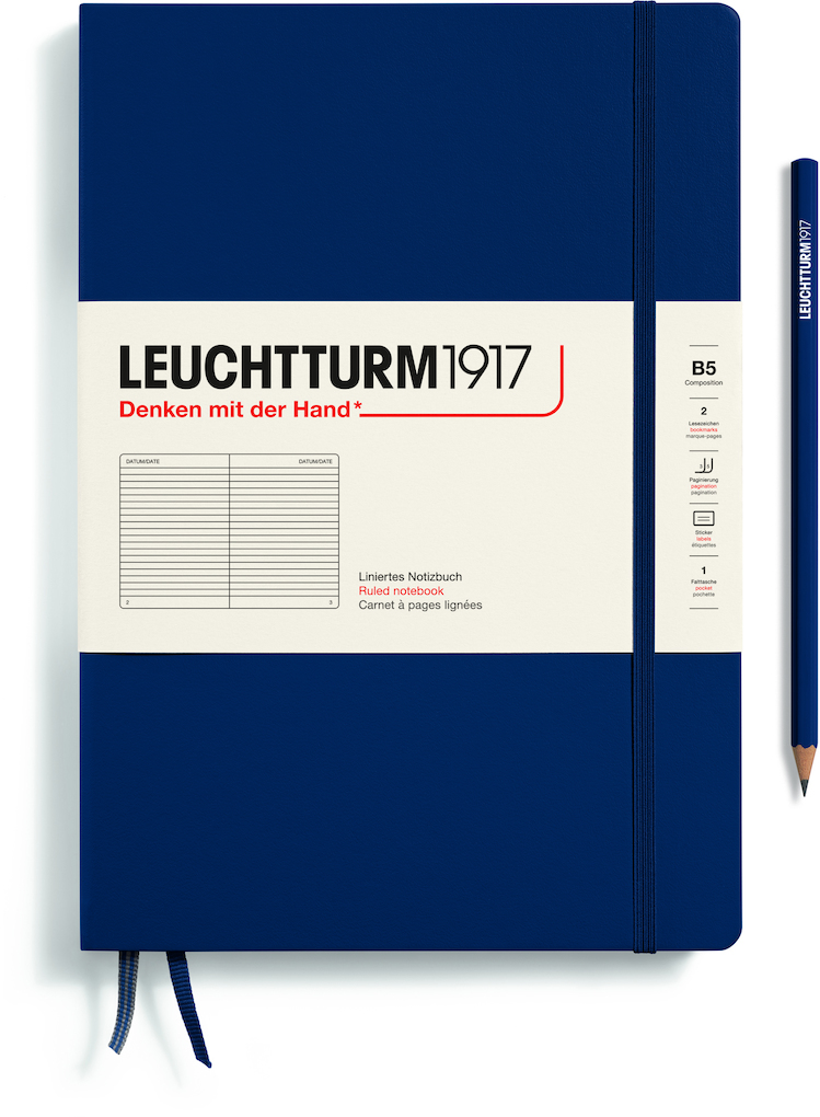 Leuchtturm1917 Notizbuch Composition (B5) Hardcover 219 Nummerierte Seiten Marine Liniert