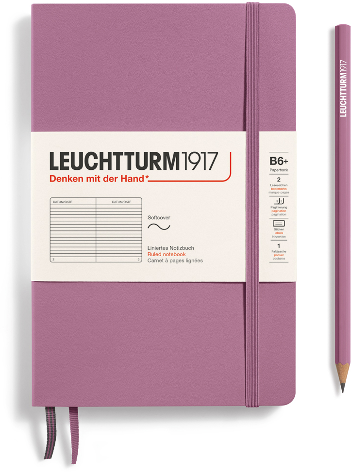 Leuchtturm1917 Notizbuch Paperback (B6+) Softcover 123 Nummerierte Seiten Dusty Rose Liniert