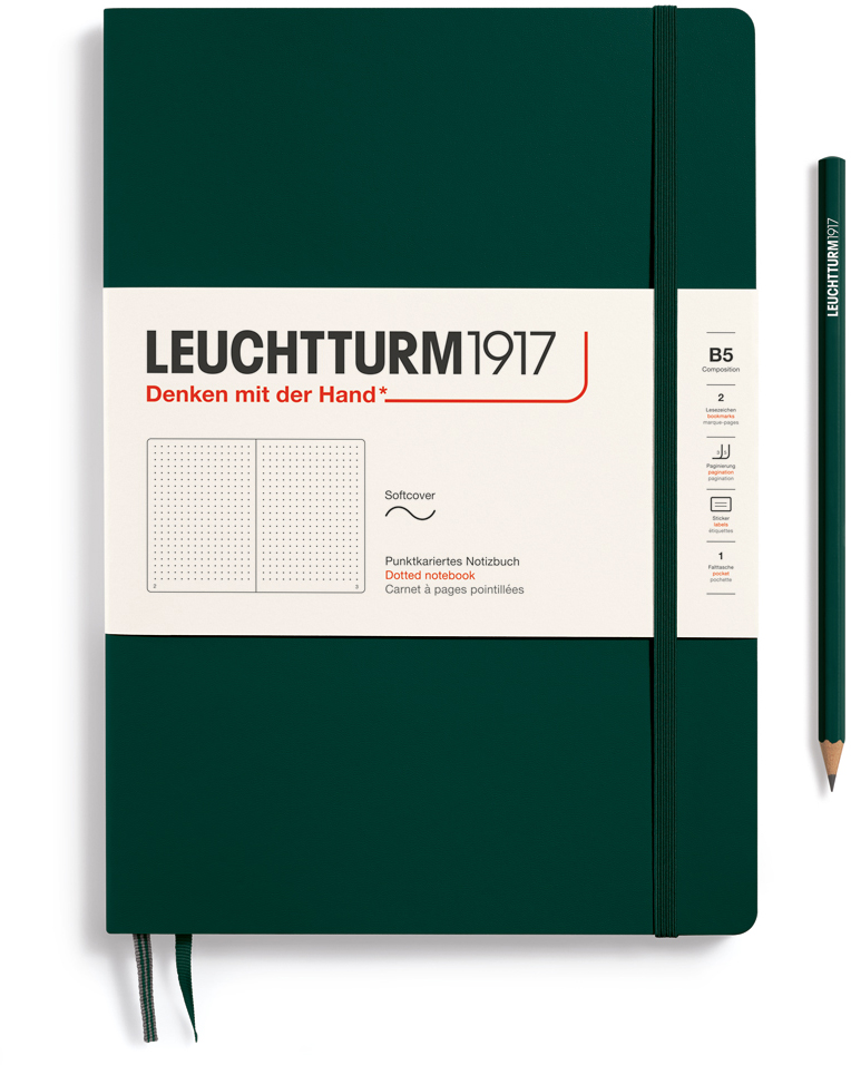 Leuchtturm1917 Notizbuch Composition (B5) Softcover 123 Nummerierte Seiten Forest Green Dotted