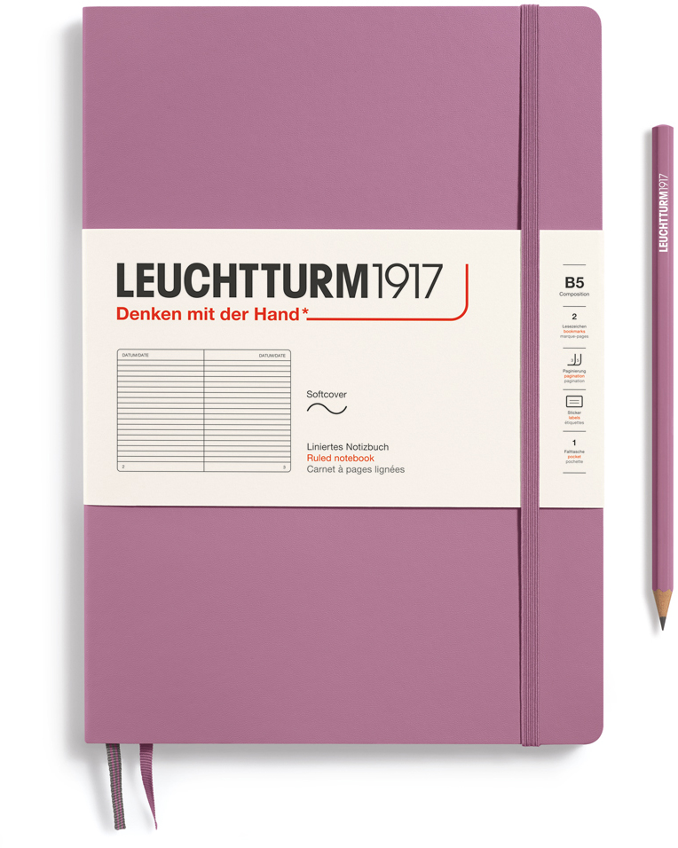 Leuchtturm1917 Notizbuch Composition (B5) Softcover 123 Nummerierte Seiten Dusty Rose Liniert