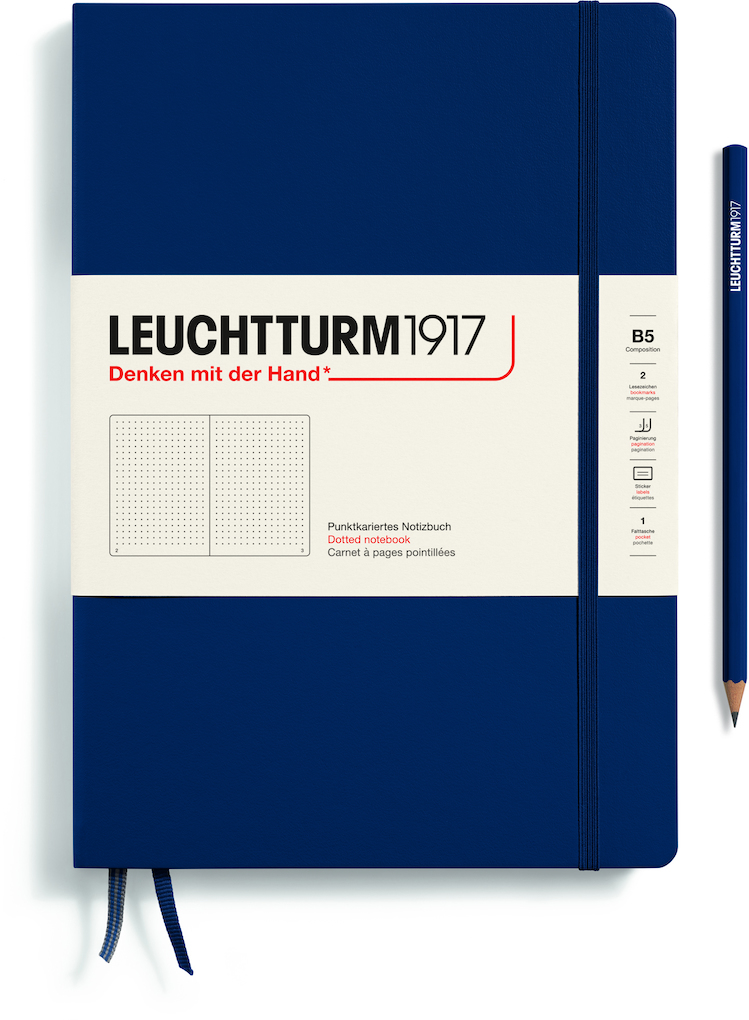 Leuchtturm1917 Notizbuch Composition (B5) Hardcover 219 Nummerierte Seiten Marine Dotted