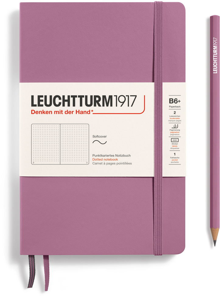 Notizbuch Paperback (B6+) Softcover 123 nummerierte Seiten Dusty Rose Dotted