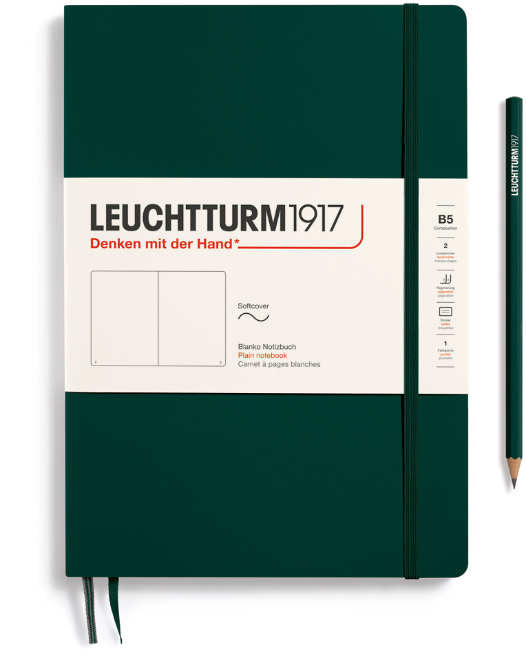 Notizbuch Composition (B5) Softcover 123 nummerierte Seiten Forest Green Blanko