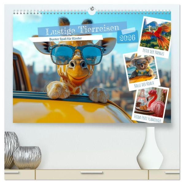 Lustige Tierreisen - Bunter Spaß für Kinder (hochwertiger Premium Wandkalender 2026 DIN A2 quer) Kunstdruck in Hochglanz