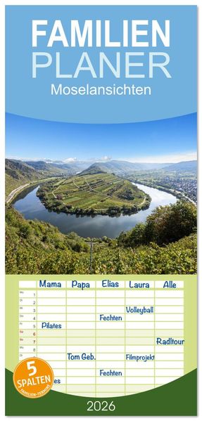 Familienplaner 2026 - Moselansichten mit 5 Spalten (Wandkalender 21 x 45 cm) CALVENDO
