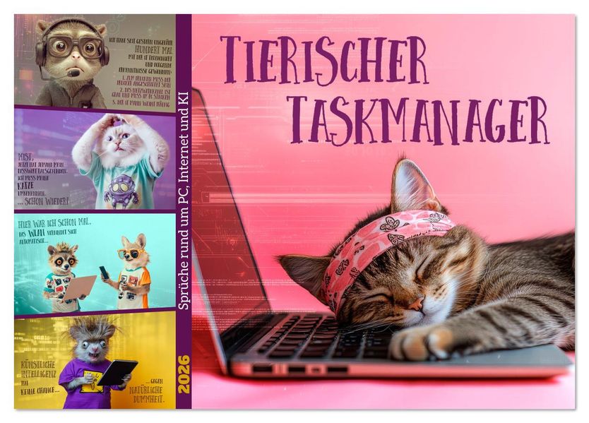 Tierischer Taskmanager (Tischkalender 2026 DIN A5 quer) CALVENDO Monatskalender
