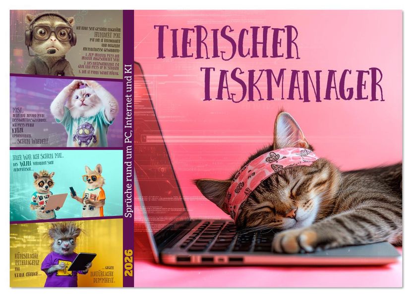 Tierischer Taskmanager (Wandkalender 2026 DIN A2 quer) CALVENDO Monatskalender