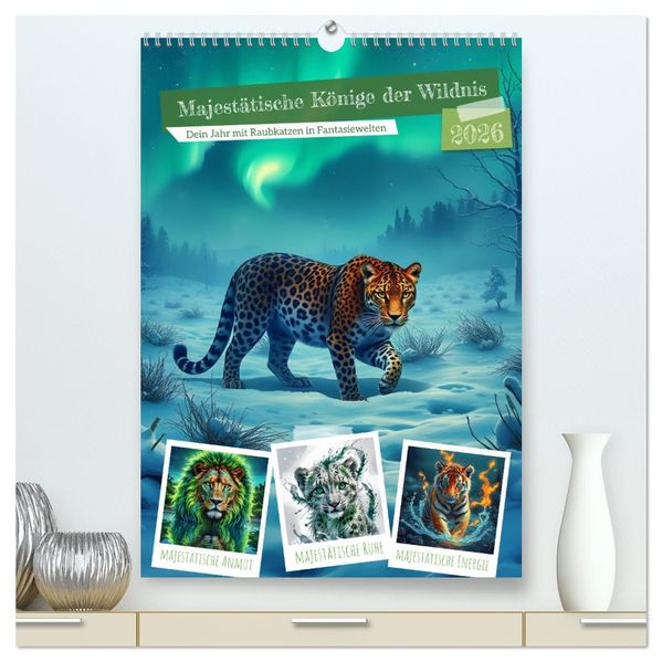 Majestätische Könige der Wildnis (hochwertiger Premium Wandkalender 2026 DIN A2 hoch) Kunstdruck in Hochglanz