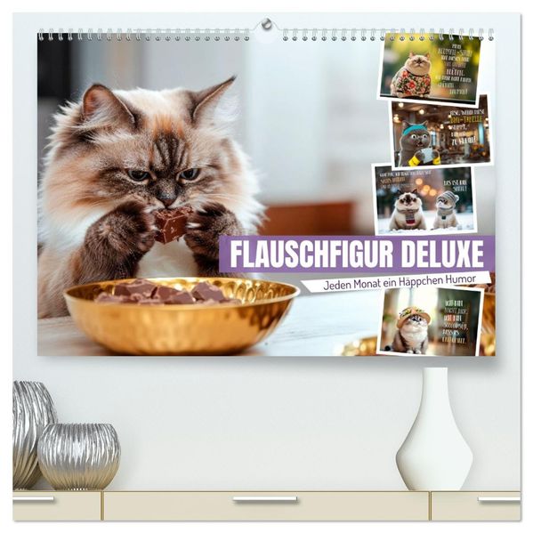 FLAUSCHFIGUR DELUXE Jeden Monat ein Häppchen Humor (hochwertiger Premium Wandkalender 2026 DIN A2 quer) Kunstdruck in Hochglanz