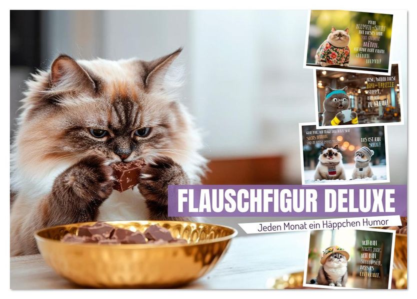 FLAUSCHFIGUR DELUXE Jeden Monat ein Häppchen Humor (Tischkalender 2026 DIN A5 quer) CALVENDO Monatskalender