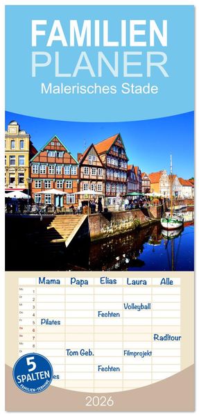 Familienplaner 2026 - Malerisches Stade mit 5 Spalten (Wandkalender 21 x 45 cm) CALVENDO