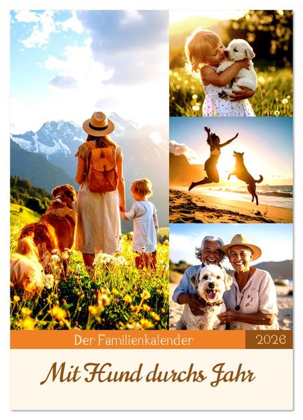 Der Familienkalender - Mit Hund durchs Jahr (Wandkalender 2026 DIN A4 hoch) CALVENDO Monatskalender