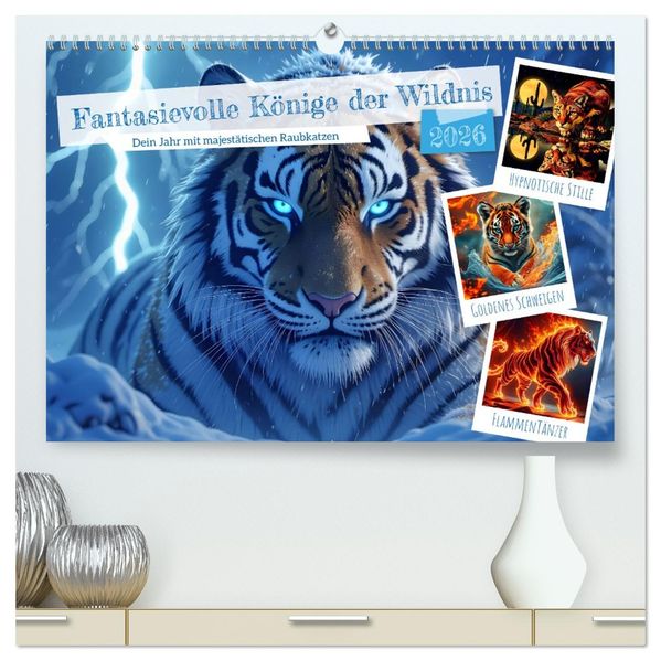 Fantasievolle Könige der Wildnis (hochwertiger Premium Wandkalender 2026 DIN A2 quer) Kunstdruck in Hochglanz