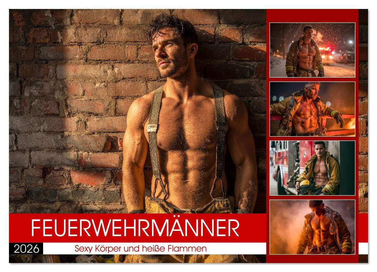 Feuerwehrmänner - Sexy Körper und heiße Flammen (Wandkalender 2026 DIN A4 quer) CALVENDO Monatskalender