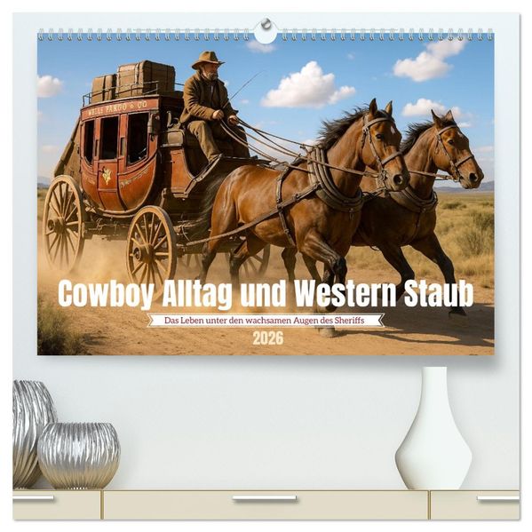 Cowboy Alltag und Western Staub (hochwertiger Premium Wandkalender 2026 DIN A2 quer) Kunstdruck in Hochglanz