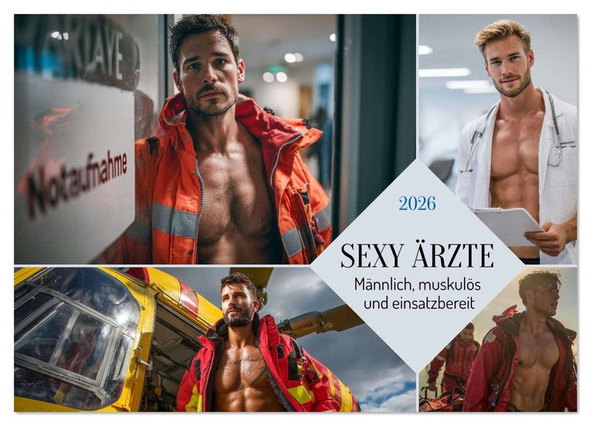 SEXY ÄRZTE - Männlich muskulös und einsatzbereit (Wandkalender 2026 DIN A3 quer) CALVENDO Monatskalender