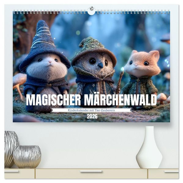 Magischer Märchenwald - Kinderkalender mit Tier-Zauberern (hochwertiger Premium Wandkalender 2026 DIN A2 quer) Kunstdruck in Hochglanz